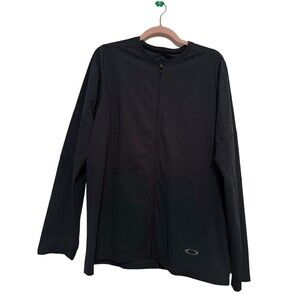 OAKLEY USED WOMEN XL Blue/Green COLLARLESS ATHLETIC POLYESTER JACKET/CYCLING